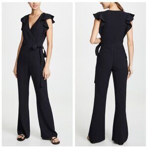 A.L.C. Sophisticated Black Ruffle-Sleeve Wrap Jumpsuit Size 12
